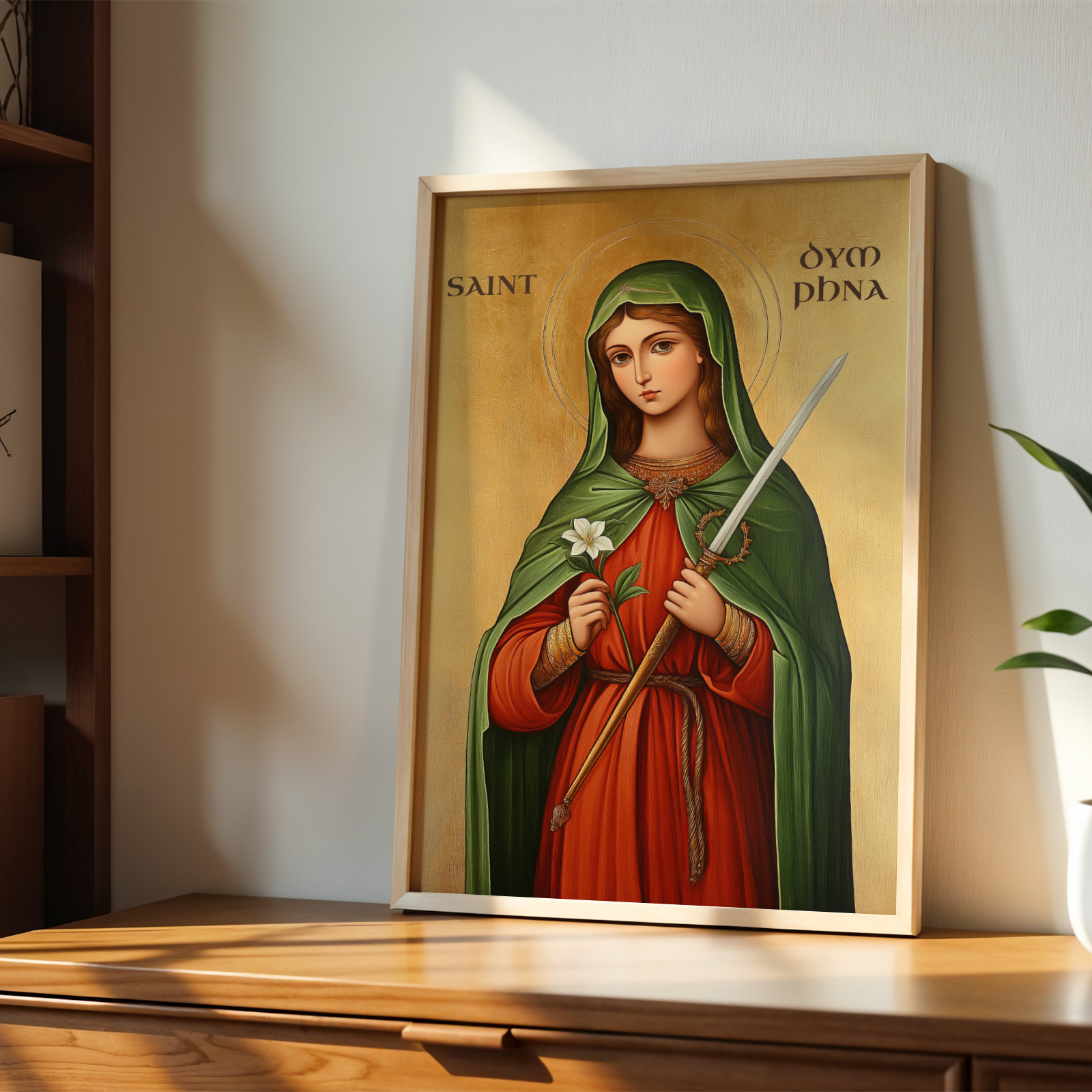 Saint Dymphna Religious Wall Art, Healing Gift, Devotional Keepsaket, Holygraceart