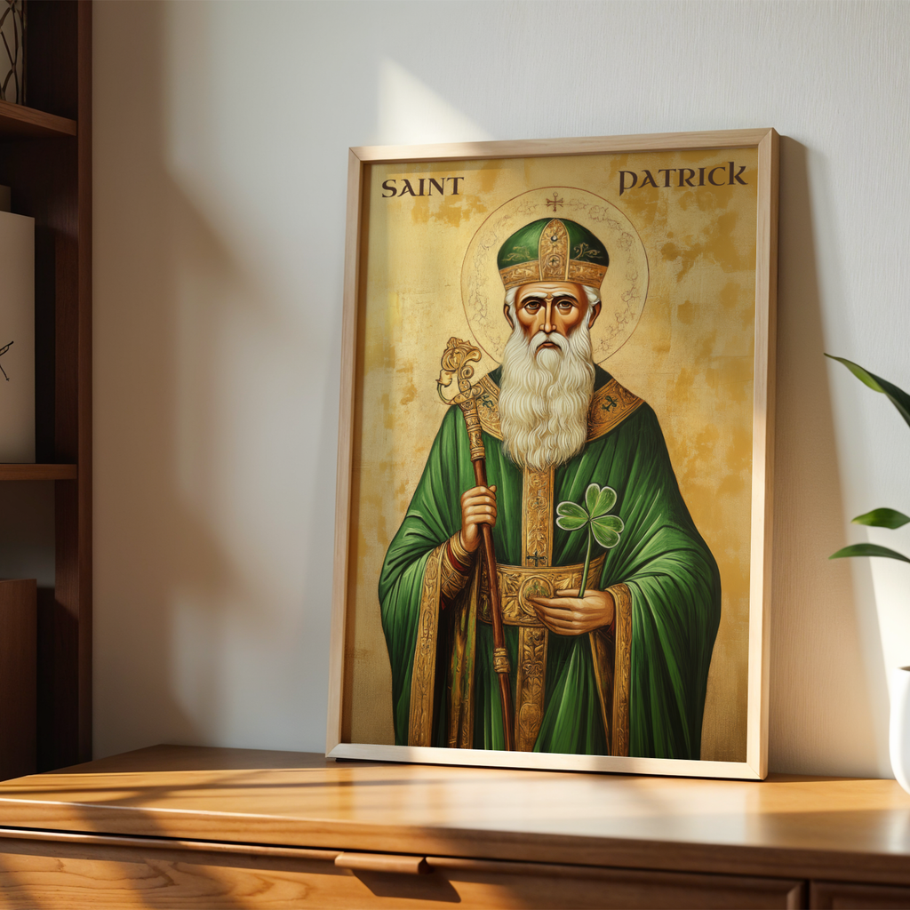 Saint Patrick Icon Wall Art, Irish Blessing Gift Orthodox Decor, Holygraceart