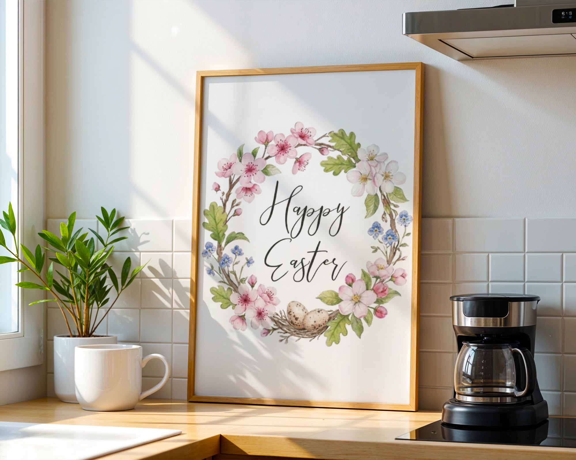 Happy Easter Wall Art, Spring Holiday Decor, Christian Home Accent, Holygraceart