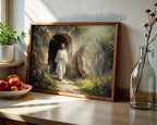Jesus Resurrection Wall Art Canvas Print, Christian Easter Decor, Empty Tomb Painting, Religious Wall Decor, Bible Art Poster