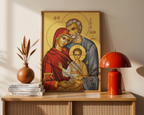 Holy Family Orthodox Icon Print, Marriage Blessing Gift, Sacred Blessing for Newlywed Home