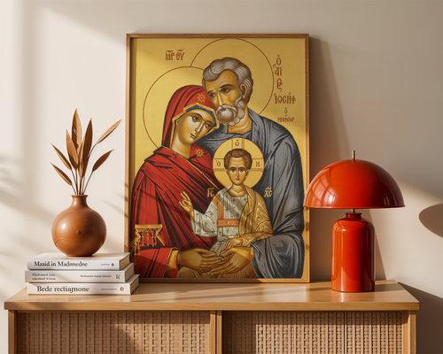 Holy Family Orthodox Icon Print, Marriage Blessing Gift, Sacred Blessing for Newlywed Home