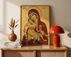 Virgin Mary and Child Orthodox Icon Print, New Parents Gift, Family Blessing