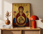 Theotokos of the Sign Orthodox Icon Print, Baptism and House Blessing Gift