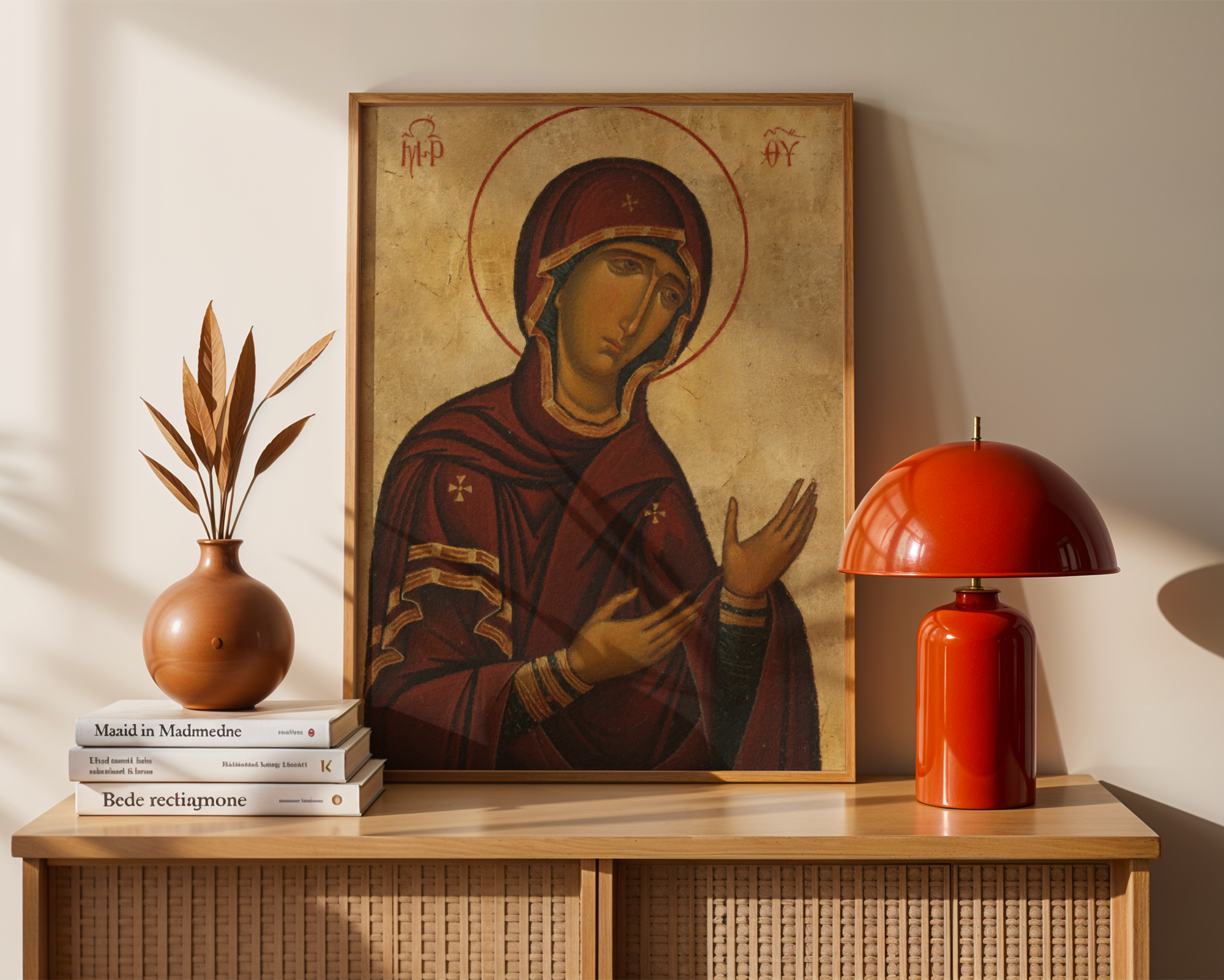 Mother of God Orthodox Icon Print, Marian Devotion Wall Art