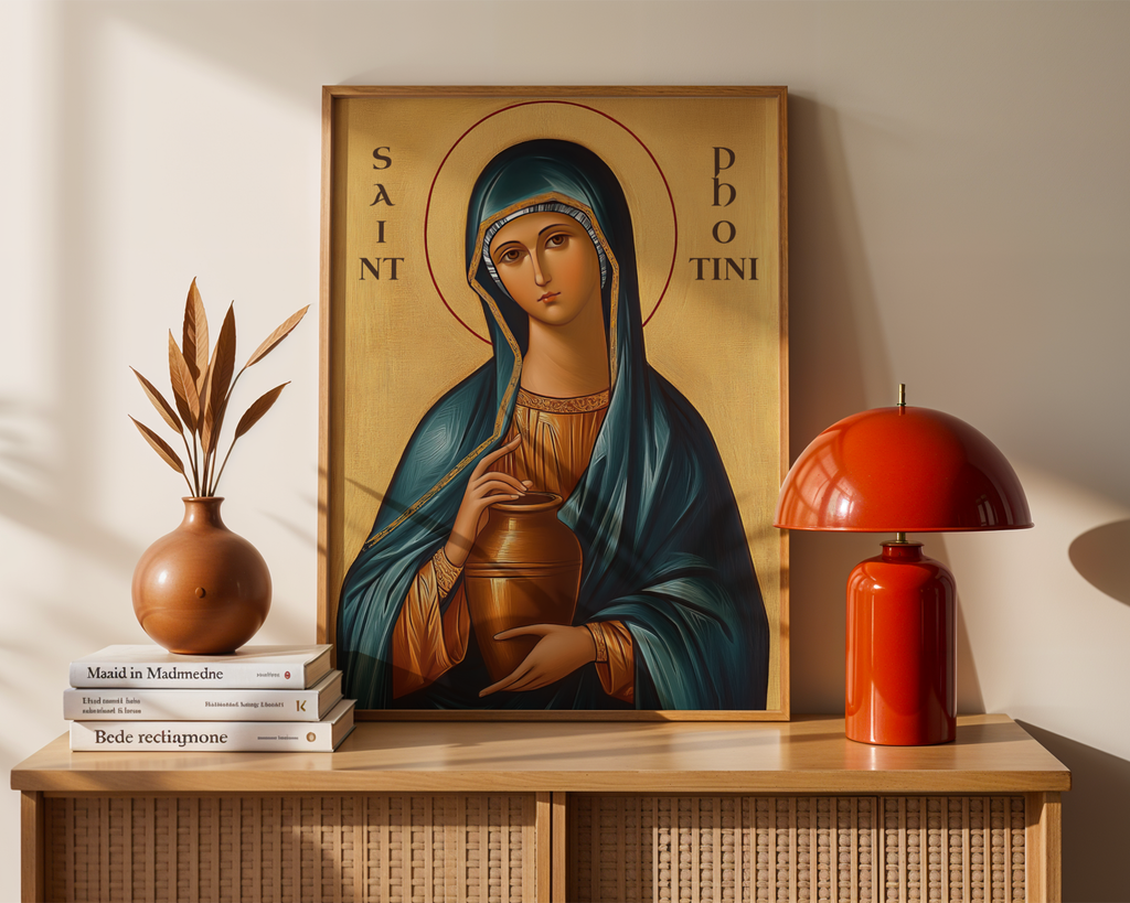 Saint Photini(Photina) Icon Print, Baptism and Faith Renewal Gift, Orthodox Wall Art