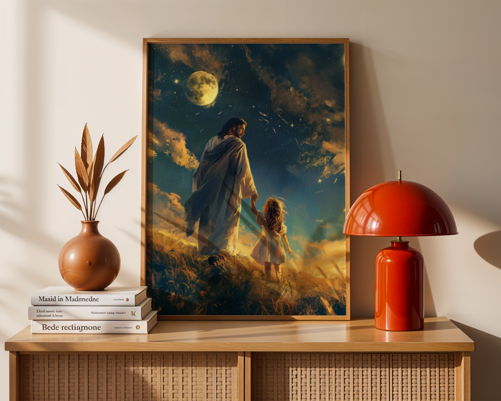 Jesus Leading Little Girl Print, Baptism Gift, Christian Comfort Decor, Holygraceart