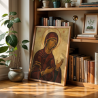Mother of God Orthodox Icon Print, Marian Devotion Wall Art