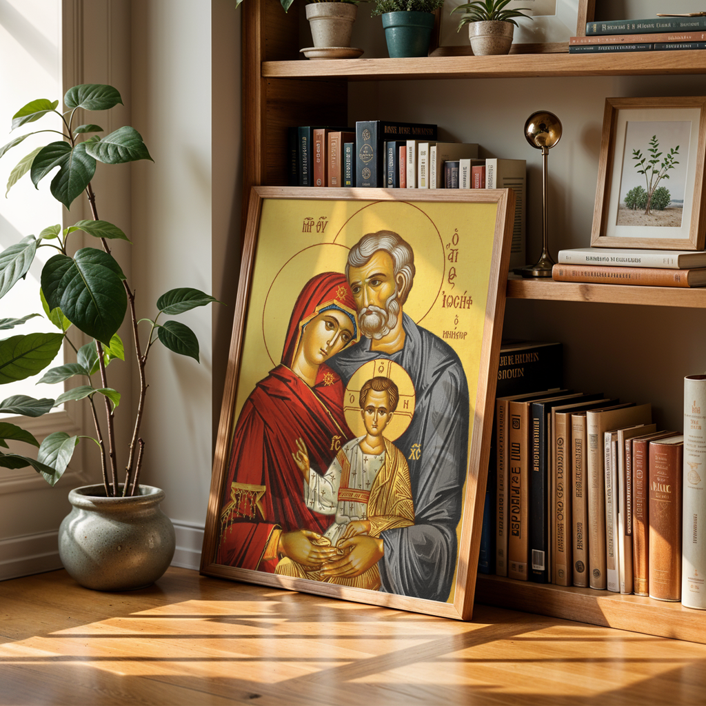 Holy Family Orthodox Icon Print, Marriage Blessing Gift, Sacred Blessing for Newlywed Home
