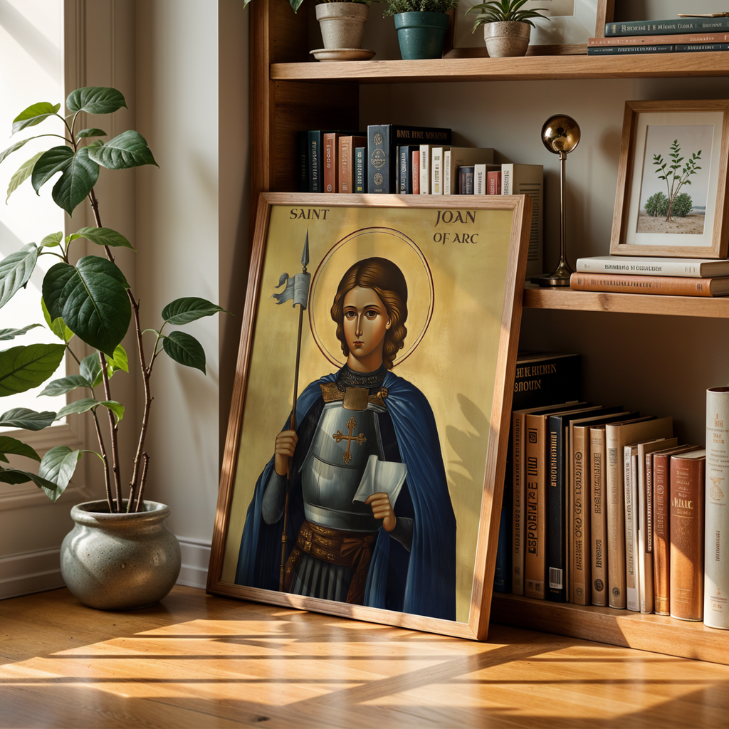Saint Joan of Arc Icon Print, Courage and Calling Gift, Byzantine Wall Art, Holygraceart
