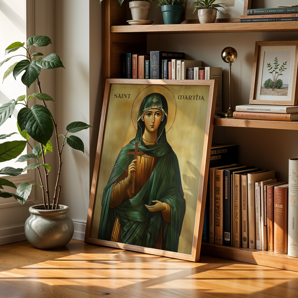 Saint Martha Icon Wall Art, Faithful Service Gift Byzantine Decor, Holygraceart