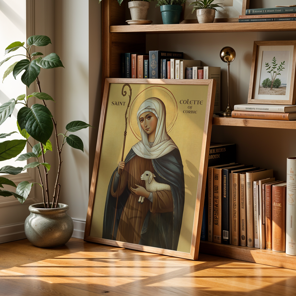 Saint Colette of Corbie Icon Print, Expecting Mother Gift, Sacred Home Decor, Holygraceart