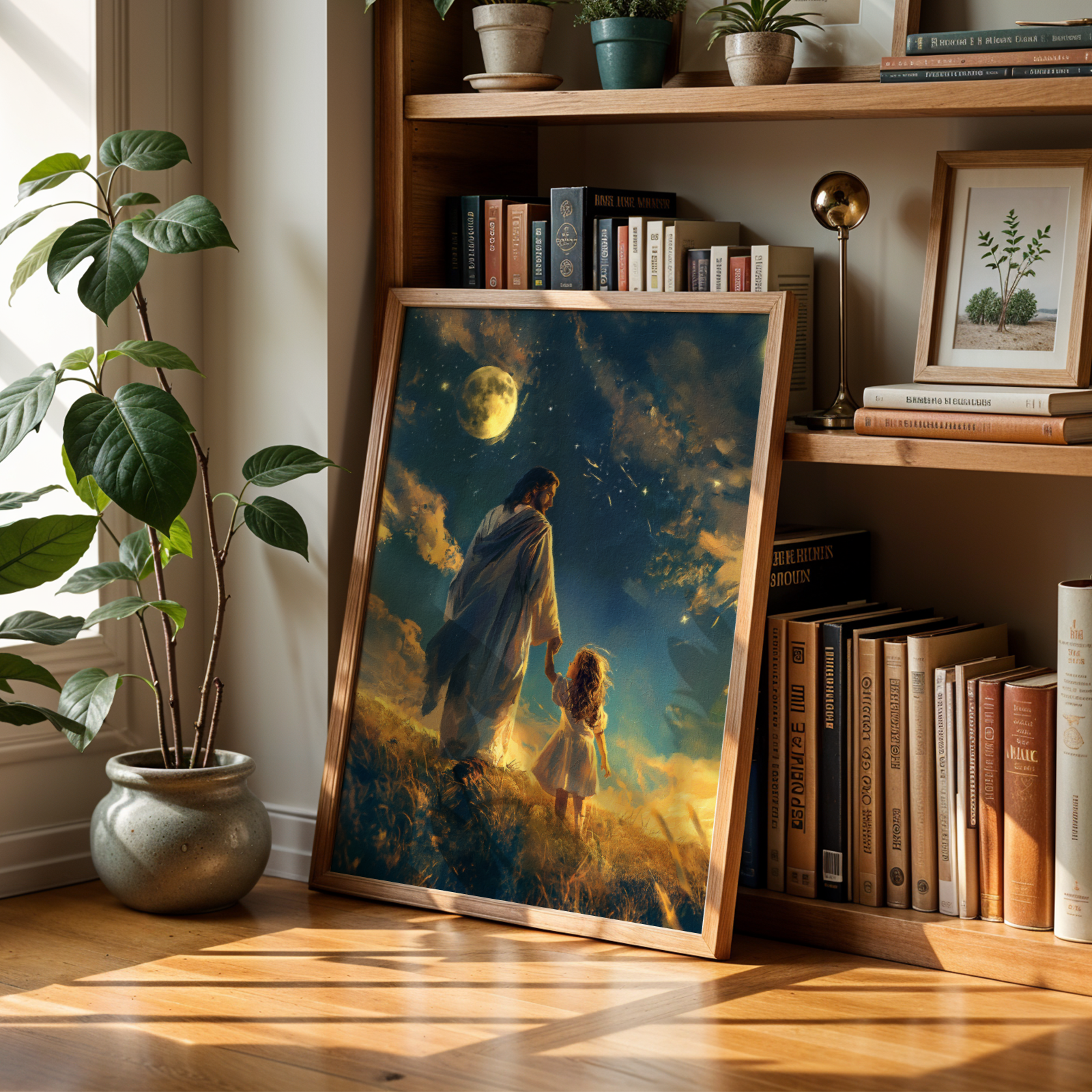 Jesus Leading Little Girl Print, Baptism Gift, Christian Comfort Decor, Holygraceart