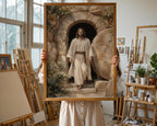 Resurrection of Jesus Wall Art Print, Empty Tomb Christian Canvas, Risen Christ Painting, Easter Religious Decor for Christian Home