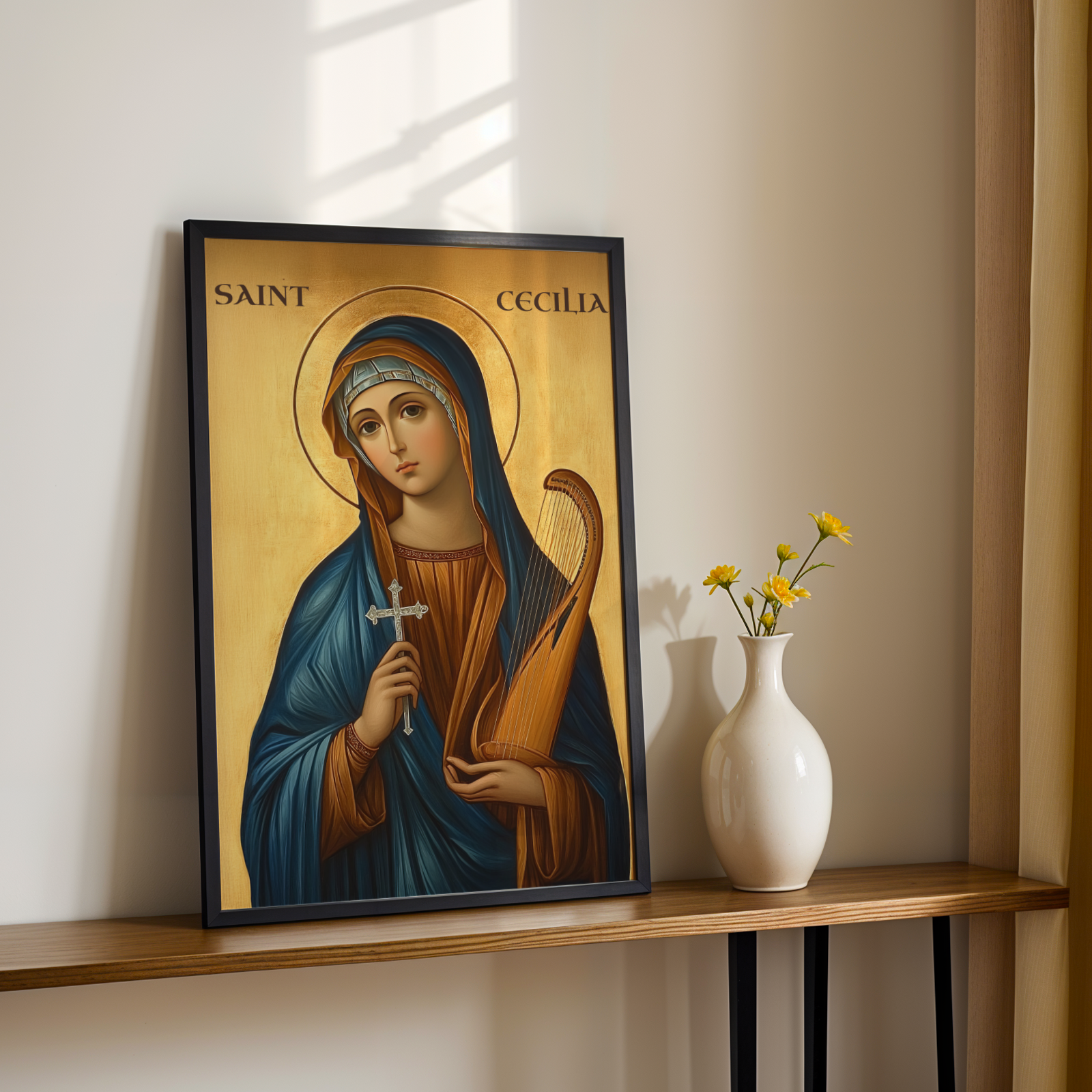 Saint Cecilia Icon Wall Art, Sacred Music Gift and Patron Saint Decor, Holygraceart