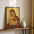 Virgin Mary and Child Orthodox Icon Print, New Parents Gift, Family Blessing