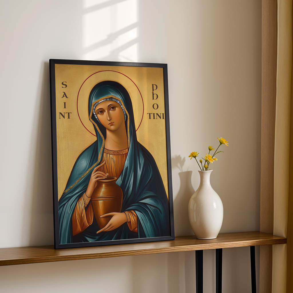 Saint Photini(Photina) Icon Print, Baptism and Faith Renewal Gift, Orthodox Wall Art