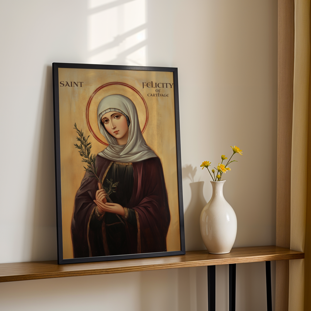 Saint Felicity of Carthage Icon Print, Courage in Suffering Orthodox Wall Art, Holygraceart