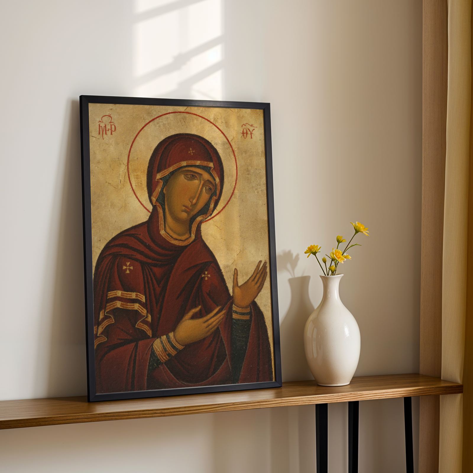 Mother of God Orthodox Icon Print, Marian Devotion Wall Art