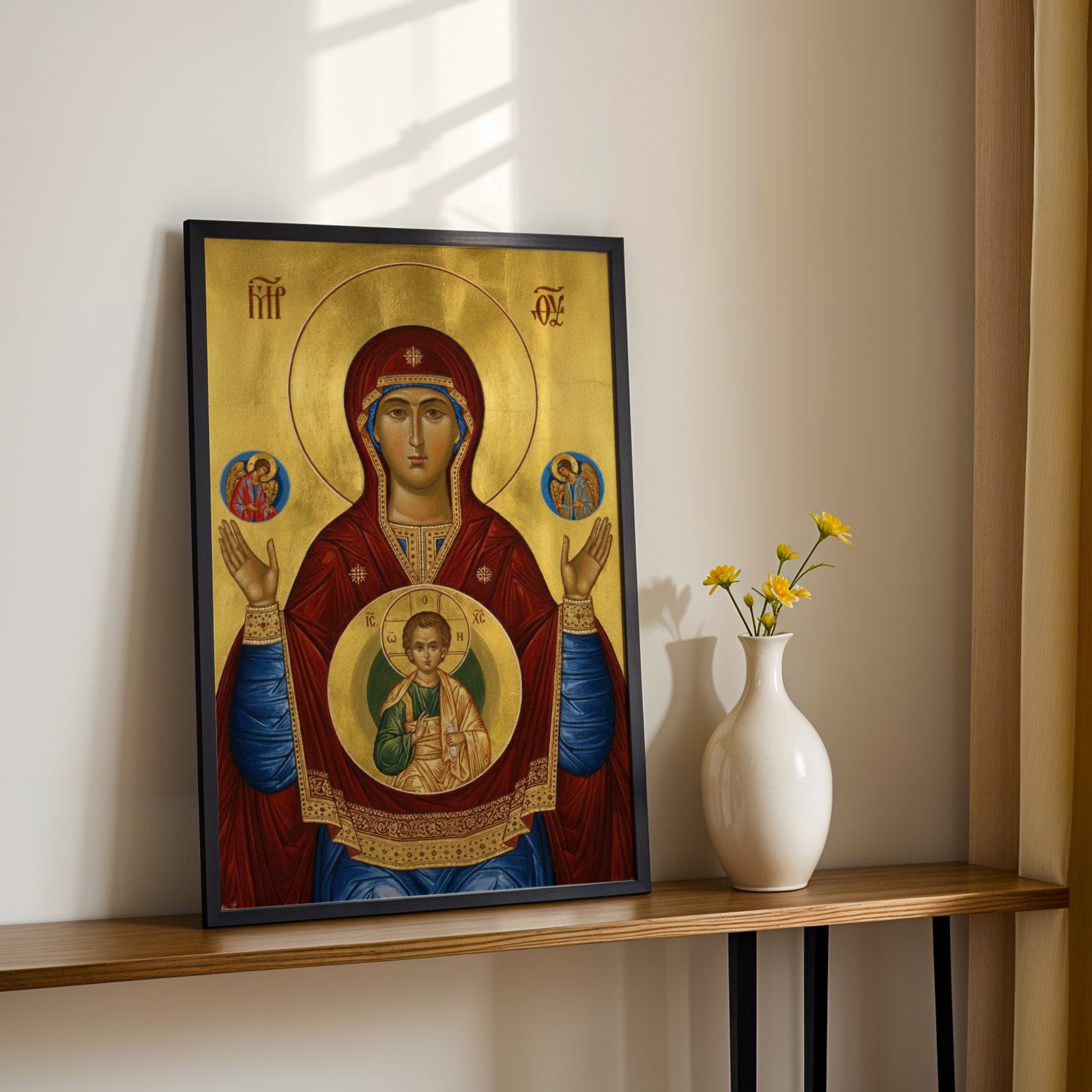 Theotokos of the Sign Orthodox Icon Print, Baptism and House Blessing Gift