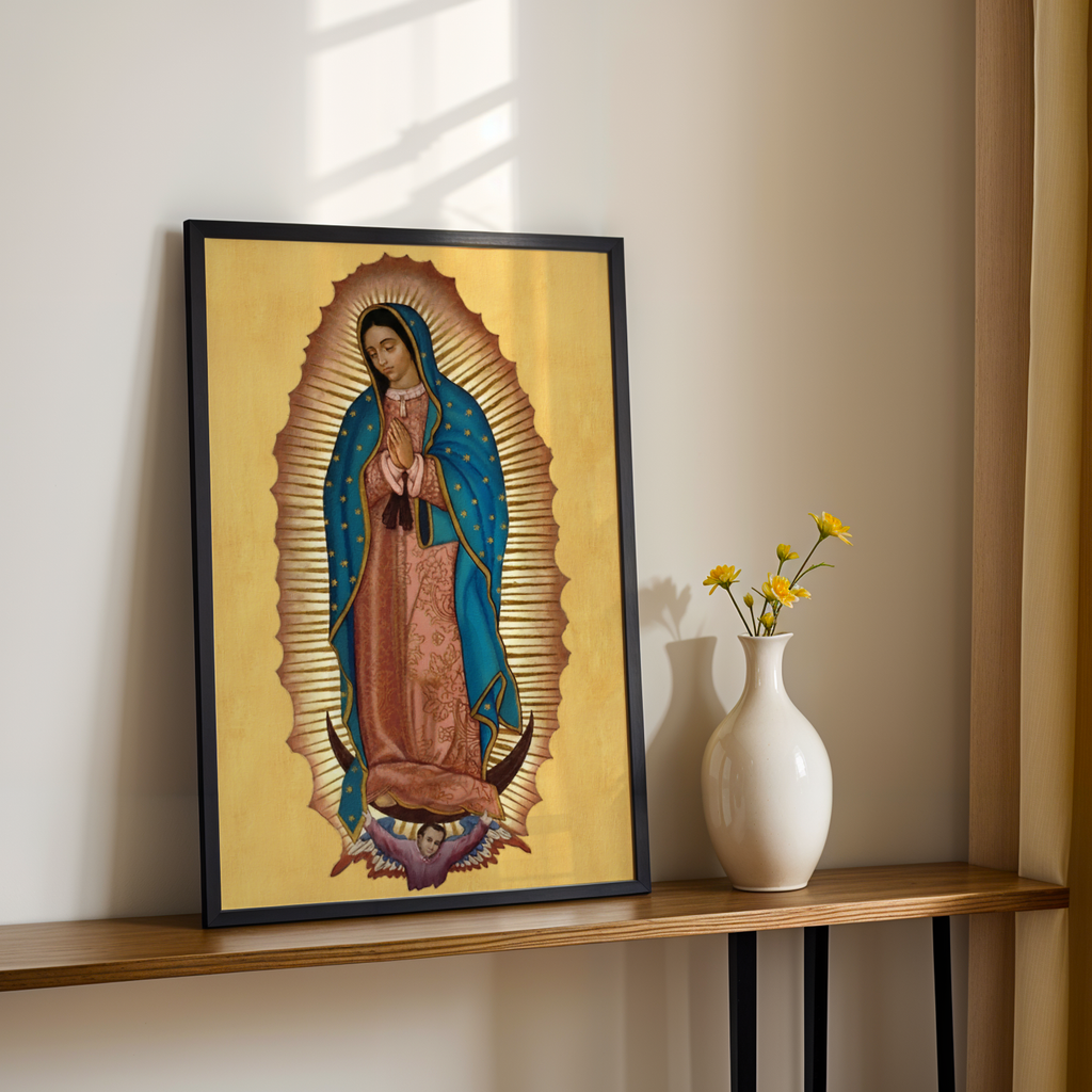 Our Lady of Guadalupe Icon Canvas Wall Art, Marian Blessing for the Family Home