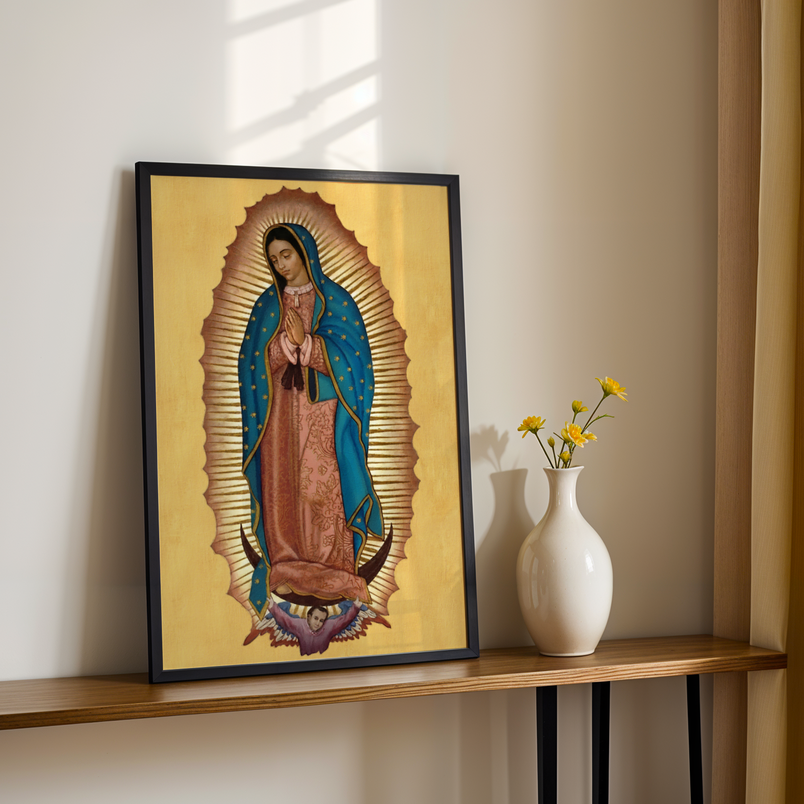 Our Lady of Guadalupe Icon Canvas Wall Art, Marian Blessing for the Family Home