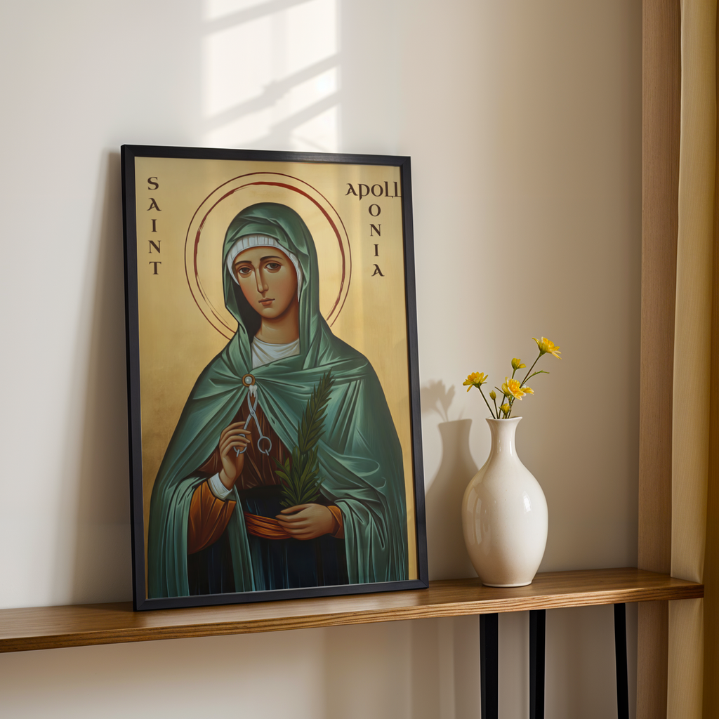 Saint Apollonia Icon Print, Patron Saint of Dentists Gift, Home Altar Decor, Holygraceart