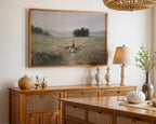 Jesus the Good Shepherd Walking with Sheep, Christian Canvas Wall Art, Peaceful Biblical Landscape Print