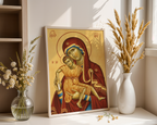 Virgin Mary and Child Orthodox Icon Print, New Parents Gift, Family Blessing