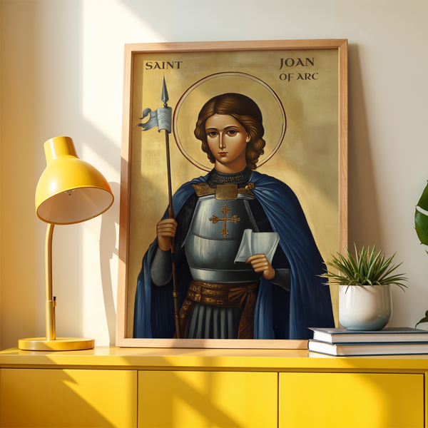 Saint Joan of Arc Icon Print, Courage and Calling Gift, Byzantine Wall Art, Holygraceart
