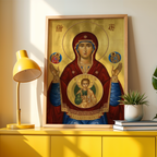 Theotokos of the Sign Orthodox Icon Print, Baptism and House Blessing Gift