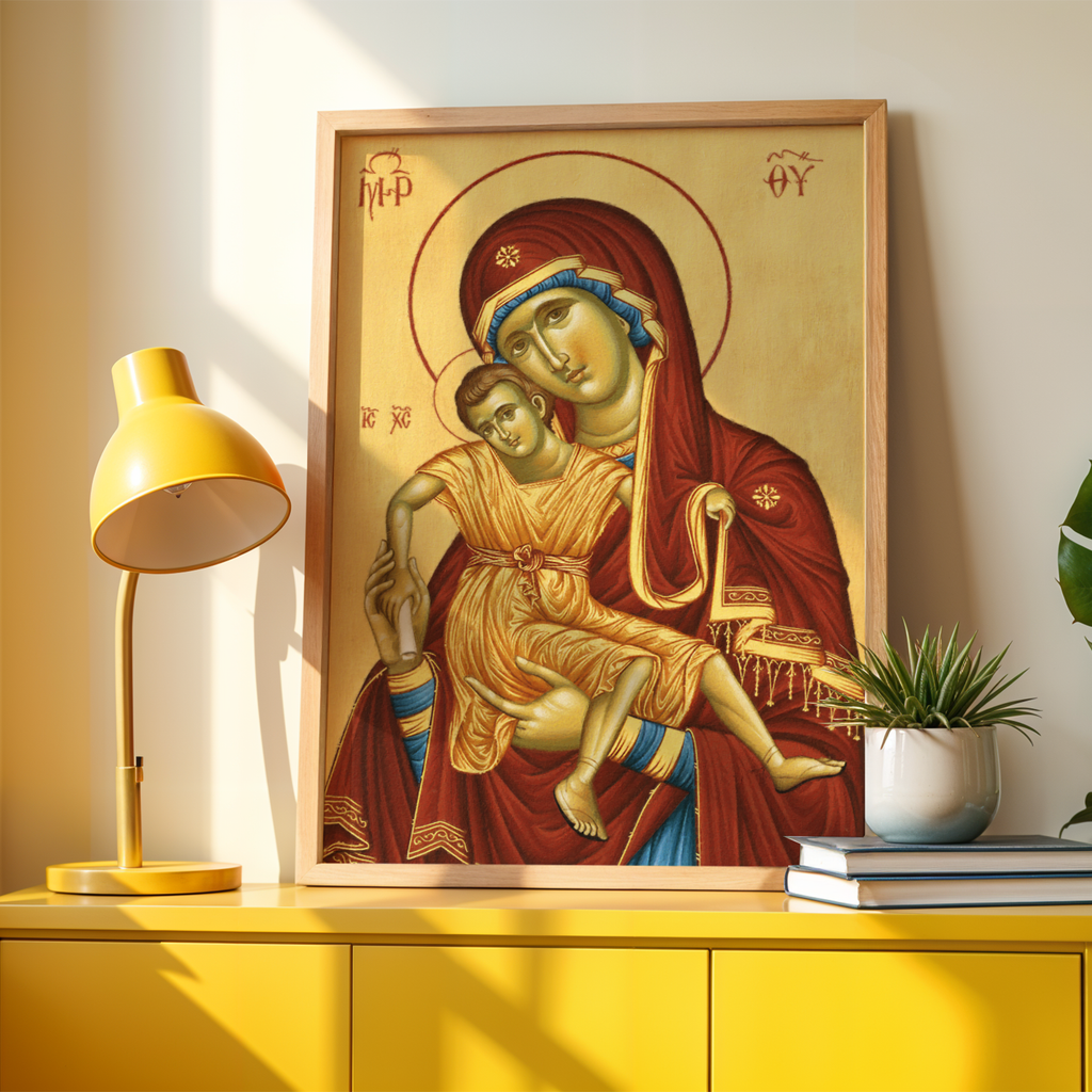 Our Lady of Tenderness Orthodox Icon Print, Motherhood Blessing Gift
