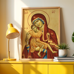 Our Lady of Tenderness Orthodox Icon Print, Motherhood Blessing Gift