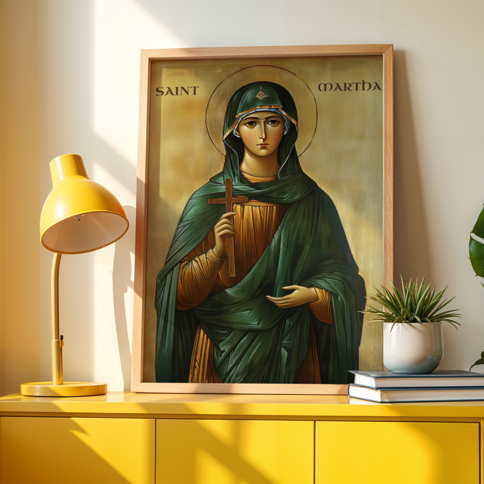 Saint Martha Icon Wall Art, Faithful Service Gift Byzantine Decor, Holygraceart