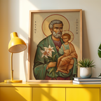 Saint Joseph Icon Wall Art, Family Blessing Gift for Christian Homes, Holygraceart