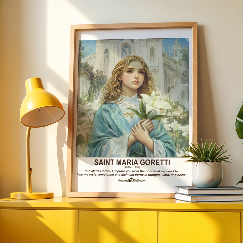 Saint Maria Goretti Wall Art, Purity and Innocence Gift, Catholic Home Decor, Holygraceart