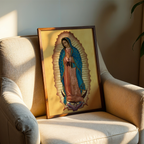 Our Lady of Guadalupe Icon Canvas Wall Art, Marian Blessing for the Family Home