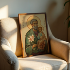 Saint Joseph Icon Wall Art, Family Blessing Gift for Christian Homes, Holygraceart