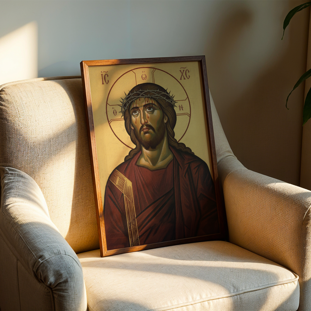 Jesus Crown of Thorns Orthodox Icon Print, Lenten Devotion Gift, Prayer Corner