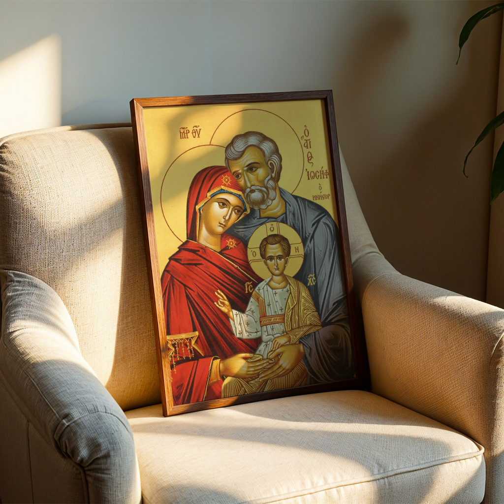 Holy Family Orthodox Icon Print, Marriage Blessing Gift, Sacred Blessing for Newlywed Home