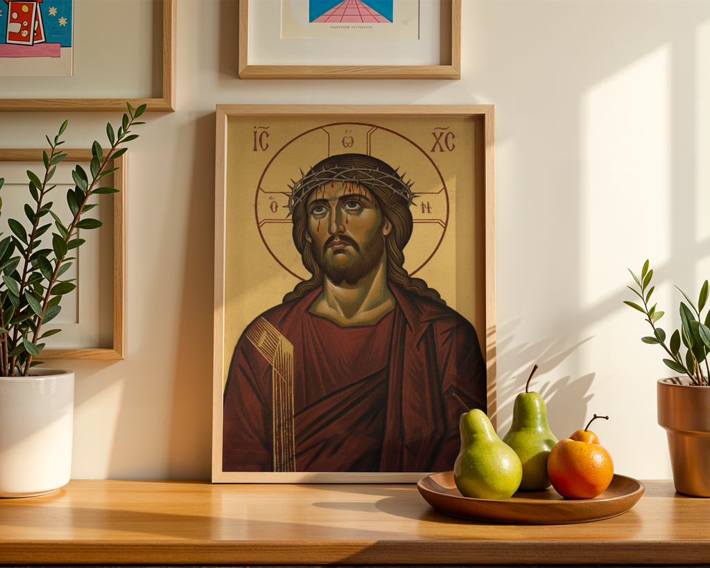 Jesus Crown of Thorns Orthodox Icon Print, Lenten Devotion Gift, Prayer Corner