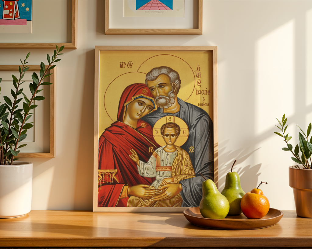 Holy Family Orthodox Icon Print, Marriage Blessing Gift, Sacred Blessing for Newlywed Home