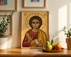 Christ Pantocrator Orthodox Icon Print, Christian Wall Decor, Baptism Gift, Holygraceart