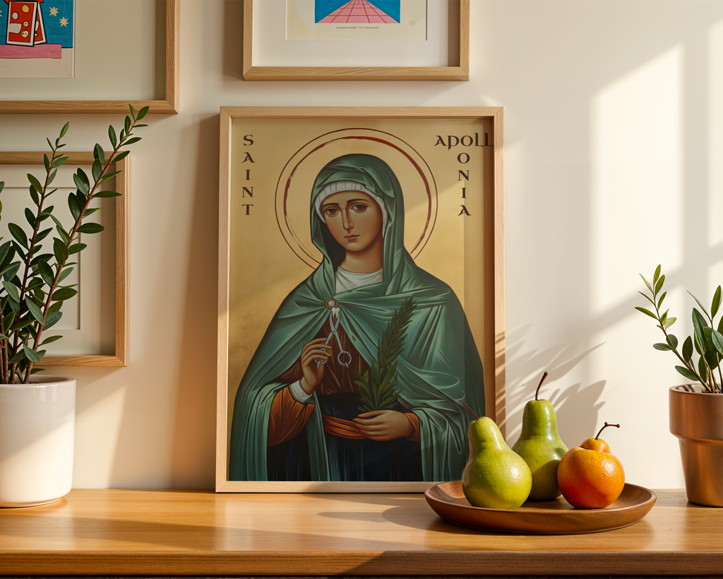 Saint Apollonia Icon Print, Patron Saint of Dentists Gift, Home Altar Decor, Holygraceart