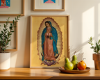 Our Lady of Guadalupe Icon Canvas Wall Art, Marian Blessing for the Family Home