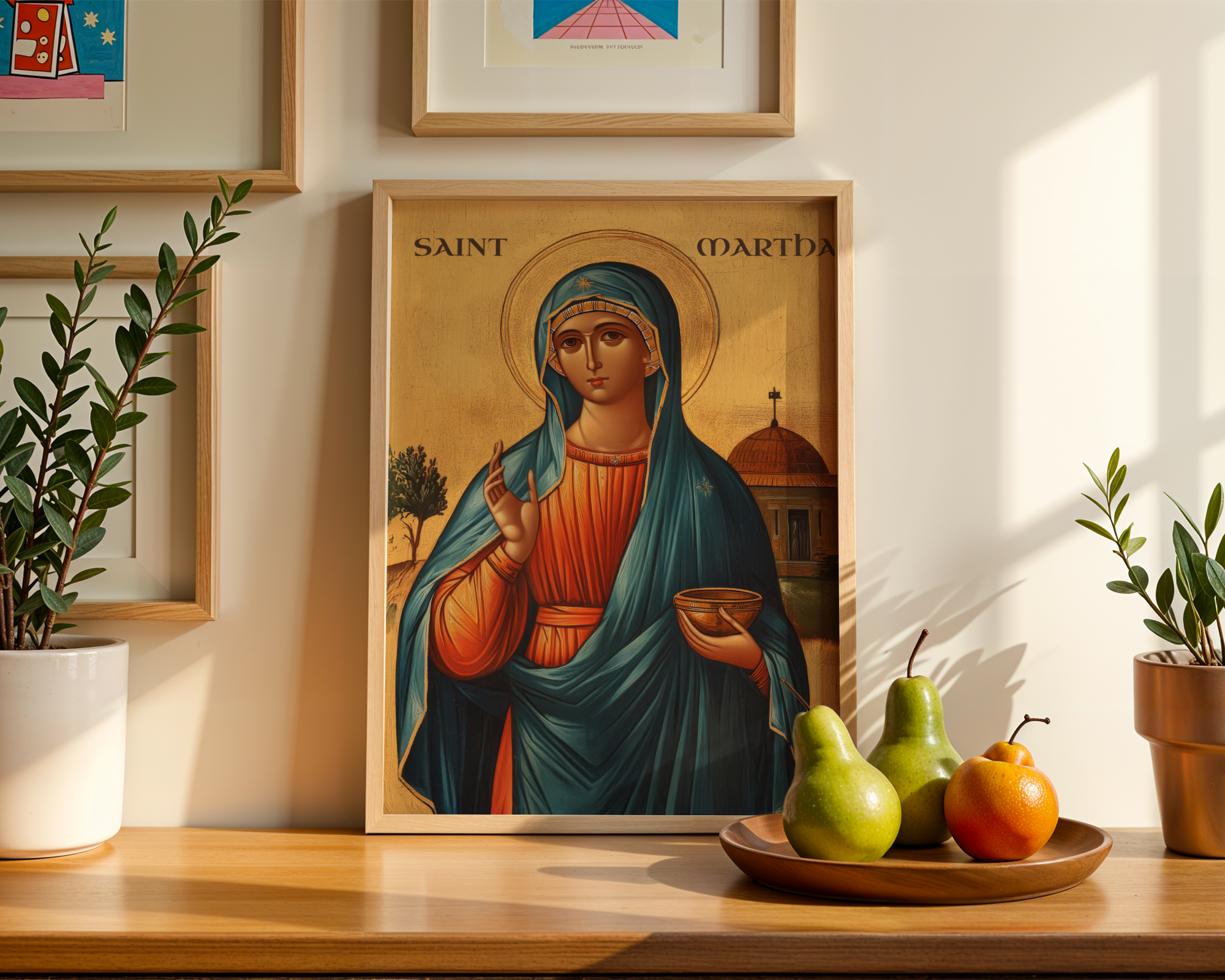 Saint Martha Icon Print, Homemaker Faith Gift Byzantine Wall Art, Holygraceart