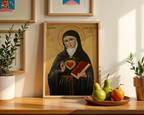 Saint Gertrude the Great Icon Print, Sacred Heart Devotion Gift, Orthodox Wall Art
