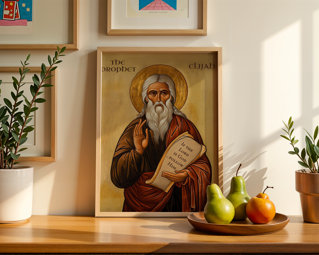 Prophet Elijah Icon Print, Biblical Prophet Gift Byzantine Wall Art, Holygraceart