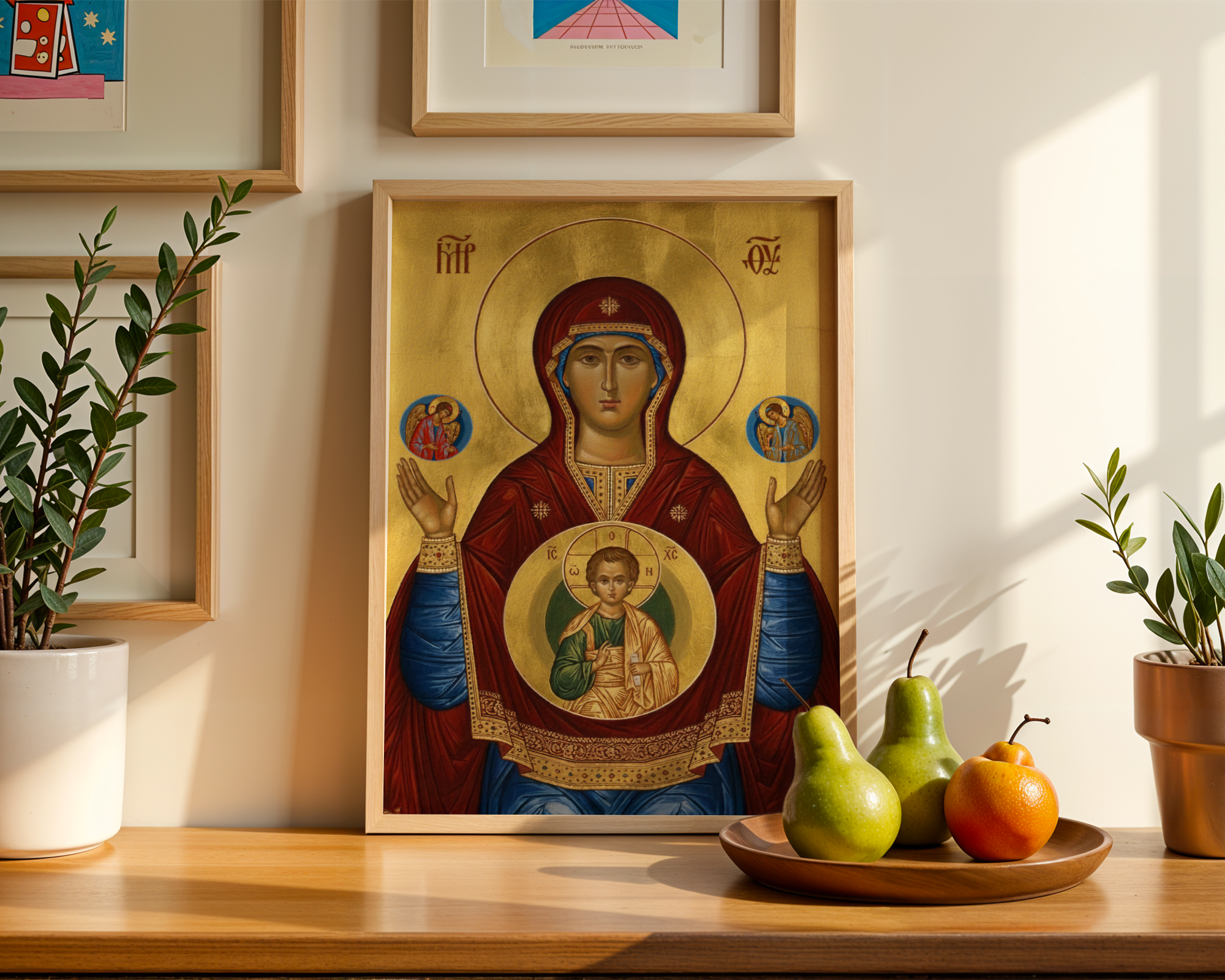 Theotokos of the Sign Orthodox Icon Print, Baptism and House Blessing Gift