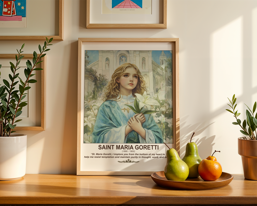Saint Maria Goretti Wall Art, Purity and Innocence Gift, Catholic Home Decor, Holygraceart